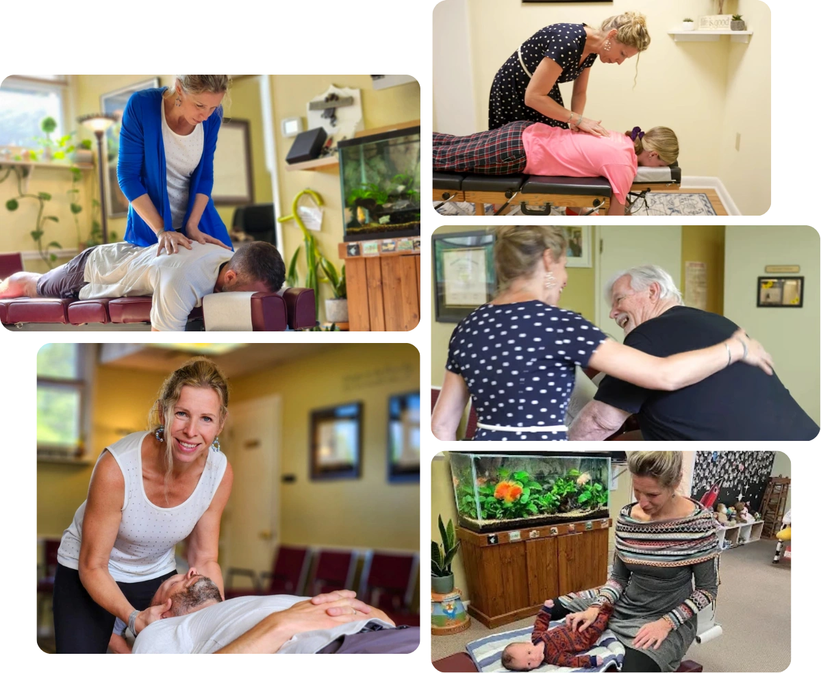 Chiropractic care for all ages at Life is Good Chiropractic, featuring gentle adjustments for babies, adults, and seniors in Brodheadsville.